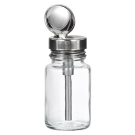 PATIKIL 100ML Alcohol Dispenser Bottle, 1 Pcs Round Stainless Steel Flip Cover Pump Dispenser Bottle with Metal Pipe for Nail Polish Makeup Remover