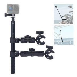 Motorcycle Bike Handlebar Clamp Mount for Insta36O X5/X4/X3, Motorcycle Camera Mount Kit with 59" Invisible Selfie, Double Super Clamps Handlebar, Action Camera Adapter for GoPr013/12 G02/3 /3S,JC026
