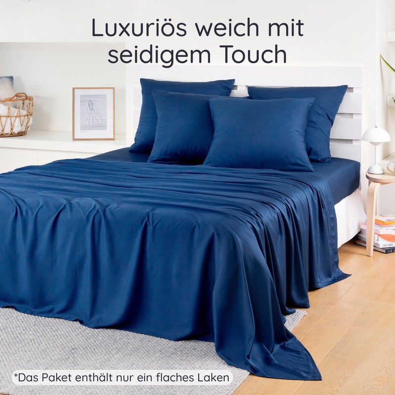 Navy Blue Bed Sheets without Elastic Bamboo | Cooling 180