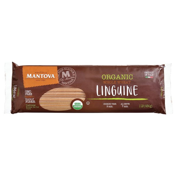 Mantova Italian Organic Linguine Whole Wheat Pasta, 1-Pound Bags (Pack of 6)