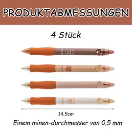 Pack of 4 Erasable Ballpoint Pens, Erasable Ballpoint Pen, Erasable Pen Set, Retractable Rollerball Pen, Ball at the End for Removing the Ink, Rollerball Pen Student Gift