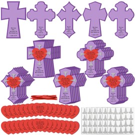 DoubleFill 30 Sets Christian Easter Crafts Religious Sunday School Crafts Easter Christian Gifts Cross with Nails Hanging Ornament for VBS Church First Communion Classroom Activities, 5 Style