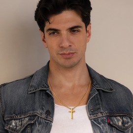 Ailetop Gold Cross Necklace for Men - Christmas Gifts for Men Stainless Steel Gold Cross Chain for Men Cross Gifts for Boyfriend Cross Necklace Gold Chain for Men Jewelry Rope Link Chain 20 Inches