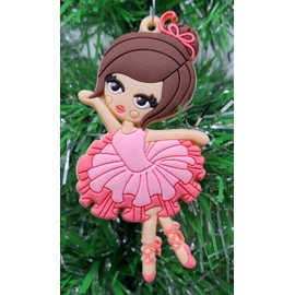 Ballerina Brunette Ballet Dancer Ornament (B122)