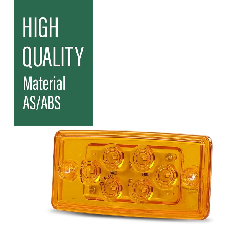 LQI 5pcs Rectangle Cab Light 6 LED Amber Top Roof