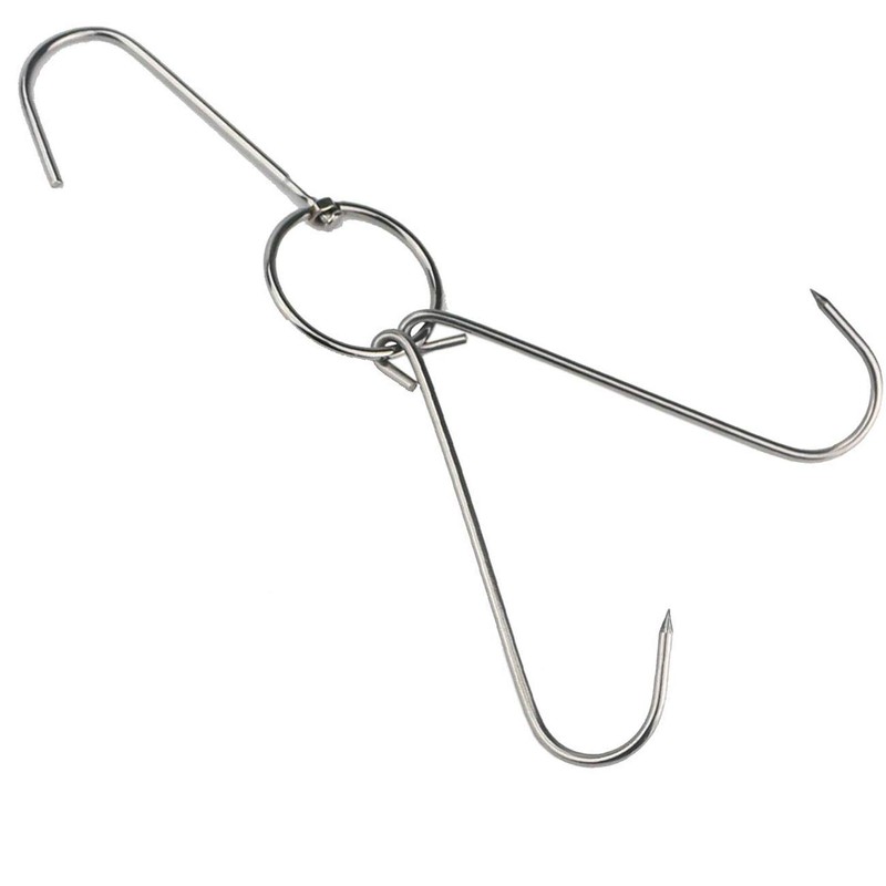 TIHOOD 3 PCS 9.4" Stainless Steel Double Meat Hooks Roast