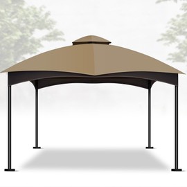 10'x12' Replacement Gazebo Canopy Top Cover Double Tiered Outdoor Canopy Cover Roof Resistant Durable for Grill Patio BBQ Compatible with Lowe's Allen Roth 10X12 Gazebo #GF-12S004B-1 / GF-12S004BTO