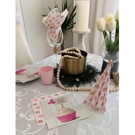 AM Décor - 20 Count Soft 3-Ply Tissue Decoupage Luncheon Paper Napkins -13" x 13" (Unfolded) Baby Elephants Pink