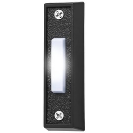 Lighted Doorbell Button, Wall Mounted Doorbell Switch with LED Light, Wired Door Bell Push Buttons for Garage Door Opener, Transformer, Ringers, Buzzers (Black)