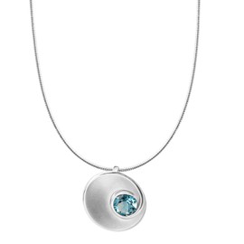 Celesta 500245535 Women's Necklace 925 Silver Matte with Genuine Blue Topaz 925 Sterling Silver 45 cm Matte / Shiny Blue Topaz Silver Grey, Sterling Silver, Topaz