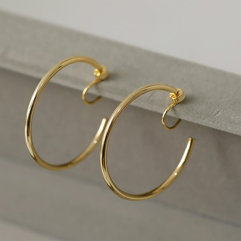 Big Hoop Earrings for Women Clip On Chunky Gold Hoop