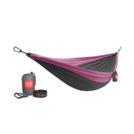 Grand Trunk Double Deluxe Parachute Nylon Hammock for Camping - Charcoal/Magenta
