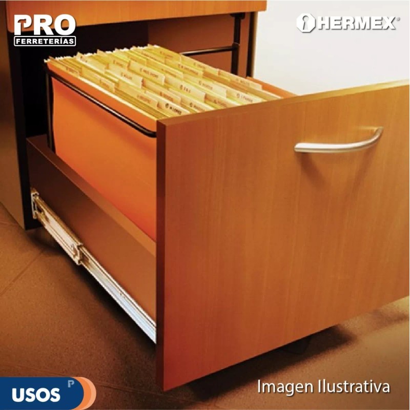 Hermex Corredera De Extensión Total 45mm, Para Cajón, 45cm 43273