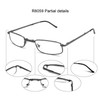 EYE ZOOM Compact Rectangular Metal Folding Reading Glasses with Leather