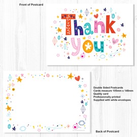 Olivia Samuel 20 x Thank You Cards from Funky Text A6 Postcard Style - Includes Envelopes