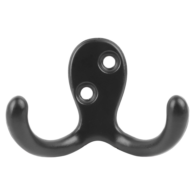 10pcs Black Double Prong Coat Hooks Wall Mounted Retro High