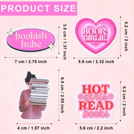 100pcs Bookish Stickers, Fantasy Cartoon Reading Label Waterproof Romantic Aesthetic Book Stickers for Book Lover Journaling Scrapbook Laptop Water Bottle Phone Gift Accessories (Pink)