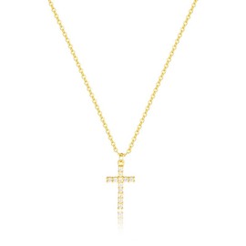 VRIUA Gold Cross Pendant Choker Necklace for Women & Girls, Faith Dainty Vintage Everyday Hypoallergenic Elegant Jewelryfor Mother's Day Gift - Color: Three Cross