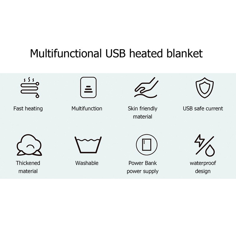 USB Heated Blanket Pink 5V High Safety Soft Polyester Fiber
