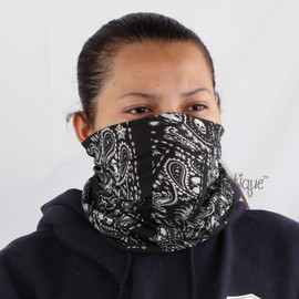 Motique Accessories Skull Designs Seamless Tube Bandana Neck Gaiter - Black Paisley