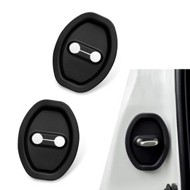 Door Lock Strike Protector, Silicone Silent Shock Absorption Lock Accessories, Rust-proof Door Lock Cover Parts Protective Pads, Suitable for Most Car Models (Black)