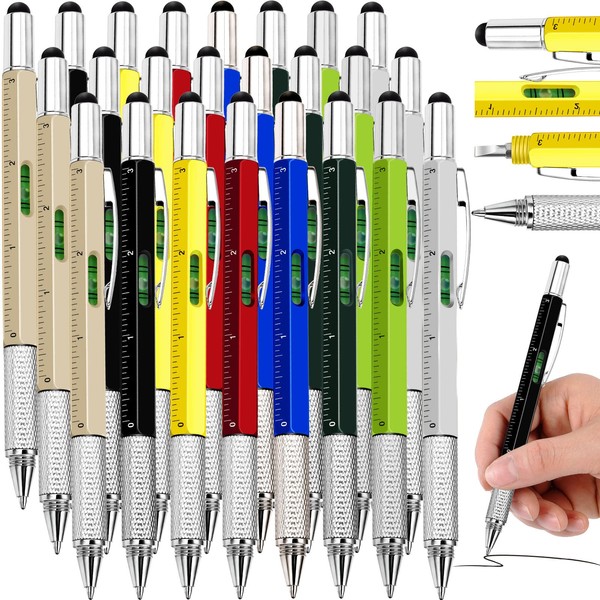 Zhanmai 168 Pcs Multi Tool Pen Gifts for Men 6 in 1 Screwdriver Pen Gadgets Screwdriver Pen Ruler Level Gauge Ballpoint Pen for Men Women Gift for Father's Day Birthday Gift