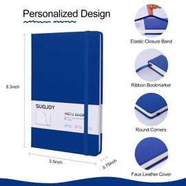 Lined Journal Notebook for Women Men,5.5"x8.3",100 GSM Thick Paper, A5 Hardcover Leather Journaling Notebooks for Writing,Travel,Work & School,College Ruled Notebooks for Note Taking Diary(Blue)