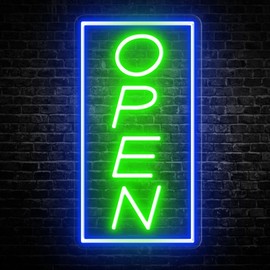 NOVVAOGO Led Open Signs for Business with Power Adapter. Light Open Signs for Business, Office, Store, Restaurant, Bar, Café, Spa etc. Open Closed Signs. Bright Open Neon Lights Signs (Green)