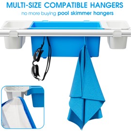 TidyMister 2025 2 Sets Poolside Storage Basket with 2 Cup Holder & Pole Hanger,Hold 12KG+,Toy Holder Storage for Towels Drinks Pool Accessories Bar for Most Frame Above Ground Swimming Pools