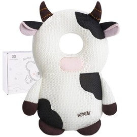 Bebamour Baby Head Protective Heads Support for Infants Headrest Back Protection Adjustable Kids Safety Pads for Walker-Learning Protector(Spotted Cow)