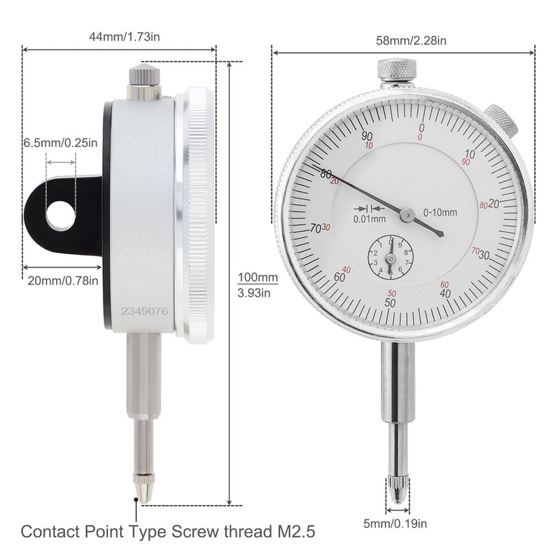 Gasea Metric Dial Indicator 0-10mm with 0.01mm Precision Resolution Test