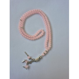 Glass 99 Prayer Misbah Rosary Islamic Tasbeeh Beads Counter Spiritual Round Beads (Pink)