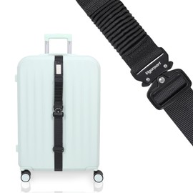Vigorport Luggage Straps for Suitcases TSA Approved Suitcase Belt, Stretchable Travel Strap for Luggage, Heavy Duty Metal Buckle Luggage Belt Strap (Black, 72" Long/1PK)