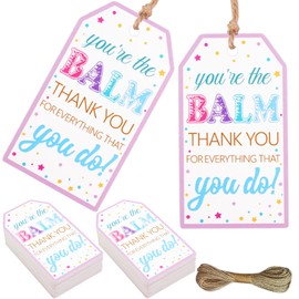 Funmemoir 50pcs You’re The Balm Thank You Tags Employee Appreciation Candy Gift Tags with String Thank You for Everything You Do Gift Tags for Staff Thanksgiving Wedding Party