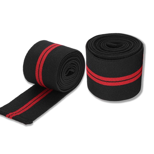 Semme Knee Wrap Compression Elastic Breathable Knee Brace Compression Bandage Wrap Pain Relief Strap Support Wrap Sleeve for Men Women (02# Black + Red)