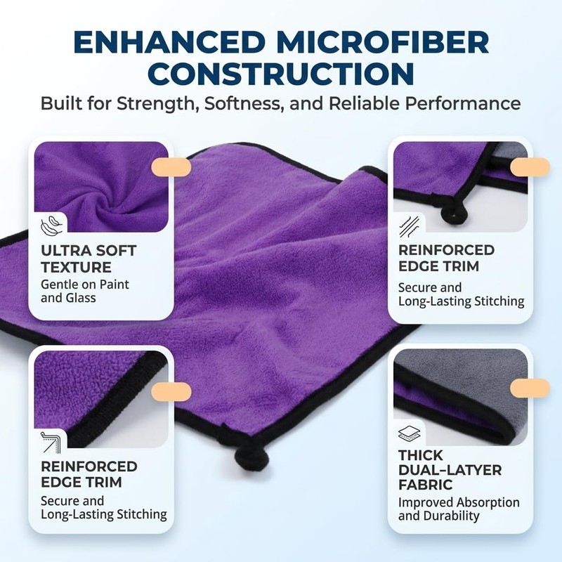 Microfiber Cleaning Cloth 5 Pcs 11.8 x 11.8 Inch Dual