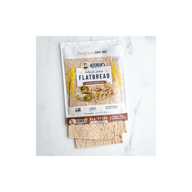 Atoria's Family Bakery Whole Grain & Flax Lavash Flatbread 10