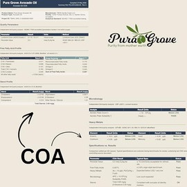 Pura Grove Organic Avocado Oil For Cooking - High Smoke Point Cold Pressed Premium Grade Avocado Oil - 16.9 Fl Oz Opaque Glass Bottle