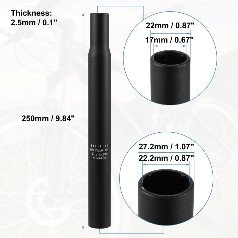 X AUTOHAUX 27.2x250mm Bicycle Seat Post Aluminum for MTB Mountain