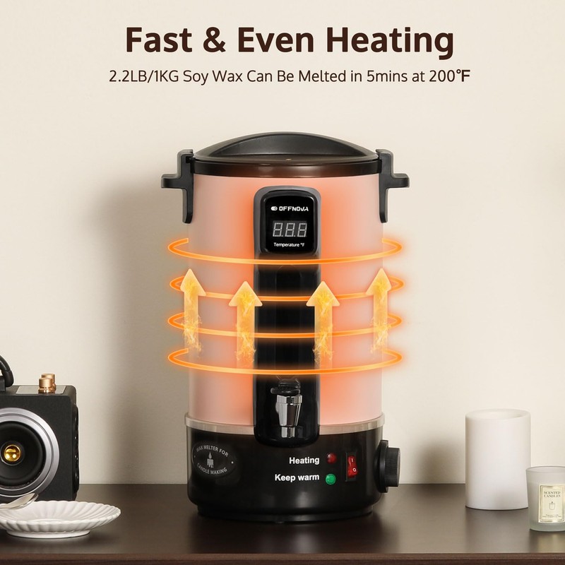 OFFNOVA Wax Melter for Candle Making, 6L Large Wax Melting