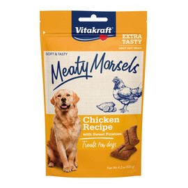 Vitakraft Meaty Morsels Chicken Recipe with Sweet Potatoes Treats for Dogs, Extra Meaty, Gently Oven-Roasted, Soft and Tasty