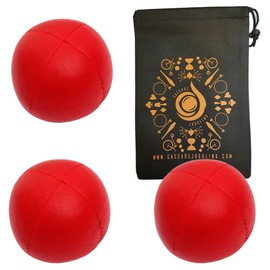3 x Pro 76g Cascade Mini Juggling Balls - Small Sized Quality Thud Juggling Balls & Bag - Set of 3 Juggling Balls (Red)