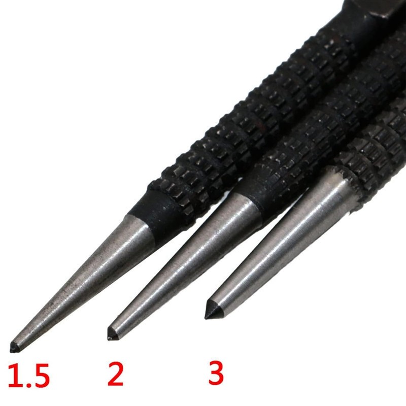 3pcs Centre Punch Set,Nail Punch, Centre Punch, 1/16"", 5/64'', 1/9""(1.5mm-3.0mm)