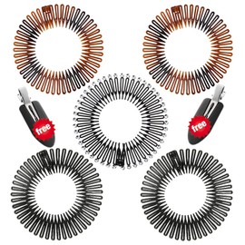 ZiftMART 5 Pieces Full Circular Stretch Comb, Plastic Full Circle Stretch Flexible Comb, Teeth Headband Hair Band Clip Face Wash Hair Accessories for Women Girl (Black)