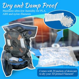 PurifyLogix 30 Sets of Upgraded Filament Storage Light-Proof Vacuum Bags for 3D Printer, Keep Dry, Avoid Light, Includes 30 Vacuum Storage Bags, 1 Pump, 30 Desiccants, 5 Clips, 2 pens, 13.4x12.6 inch