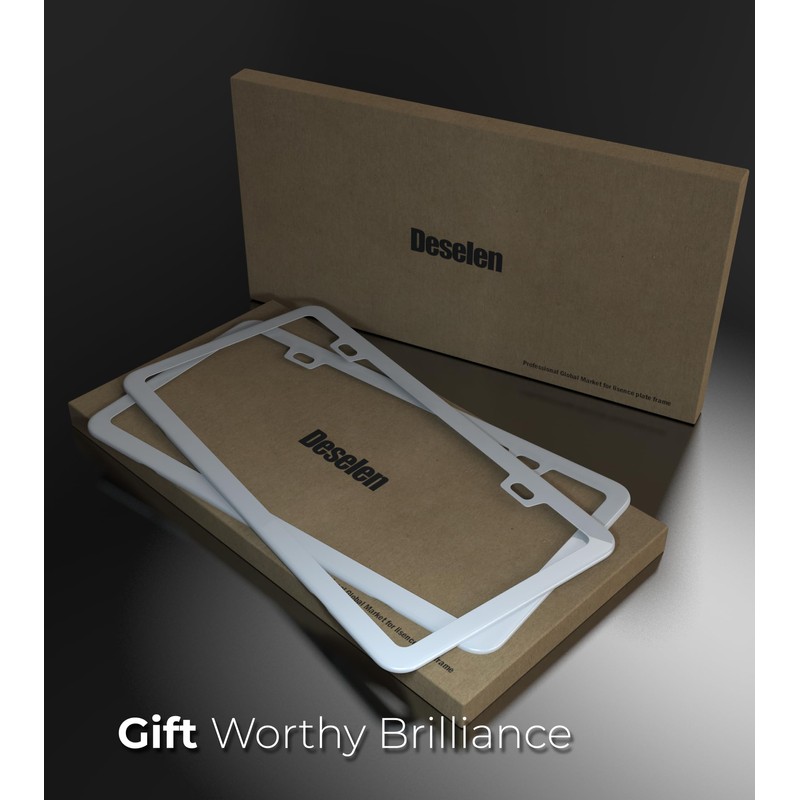 Deselen White License Plate Frame, Metal Thin Stainless Steel with