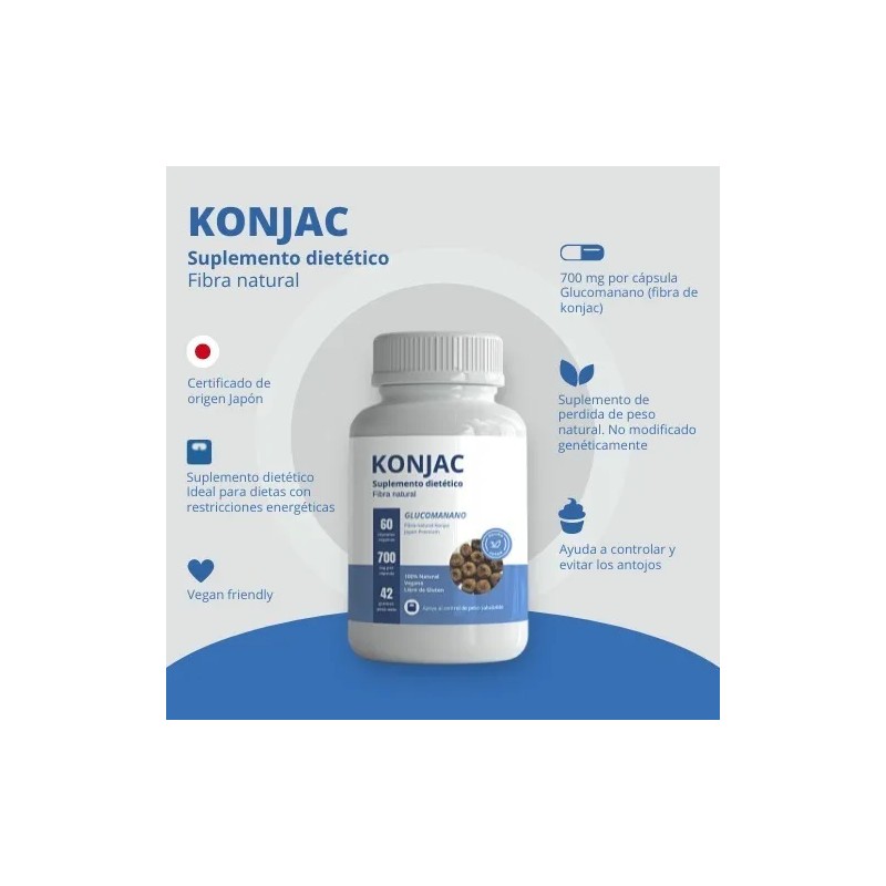 Fibra Natural Glucomanano Konjac Vegano 100% Natural Sabor Sin Sabor