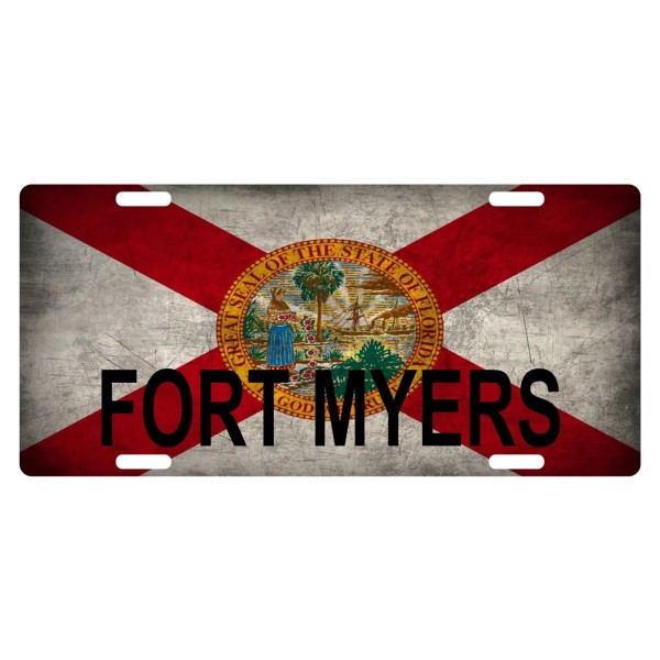 Fast Service Designs Florida State Flag License Plate Metal Sunshine
