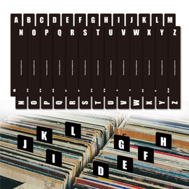 MayRecords Set of 26 Alphabet Divider Cards A-Z Black Double-Sided Record (LP) Organization Bookshelf Organizer Large Books and File Storage for Landscape and Portrait (36.5x5cm)