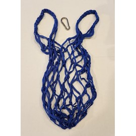 Muzzys Blue Chicken Coop Flock Block Bird Seed Hanging Bag Veggie Treat Holder - Poultry Feeder Toy Accessories Cabbage Bowl Sack